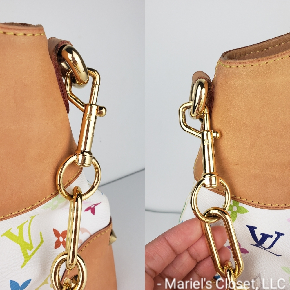 Authentic Louis Vuitton White Multicolore Judy MM with Strap and Dustbag #3247M - Picture 9 of 9